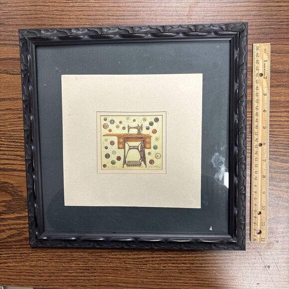 Signed & Numbered Joan Stier Framed Print - Victorian Singer Sewing Machine - Picture 1 of 7